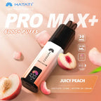  Hayati Pro Max Plus 6000 vape between Juicy Peach 