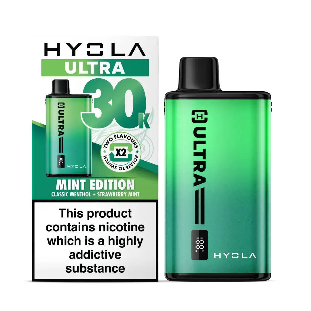 Hyvla Ultra vape device and packaging on a white background