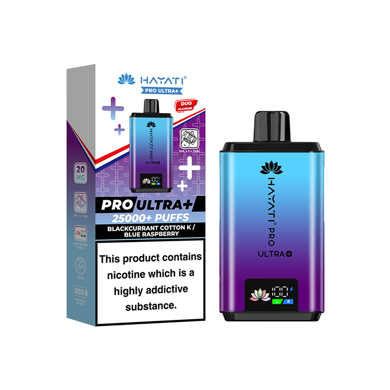 blackcurrant cotton candy blue raspberry hayati pro ultra plus vape kit Flavour in white background