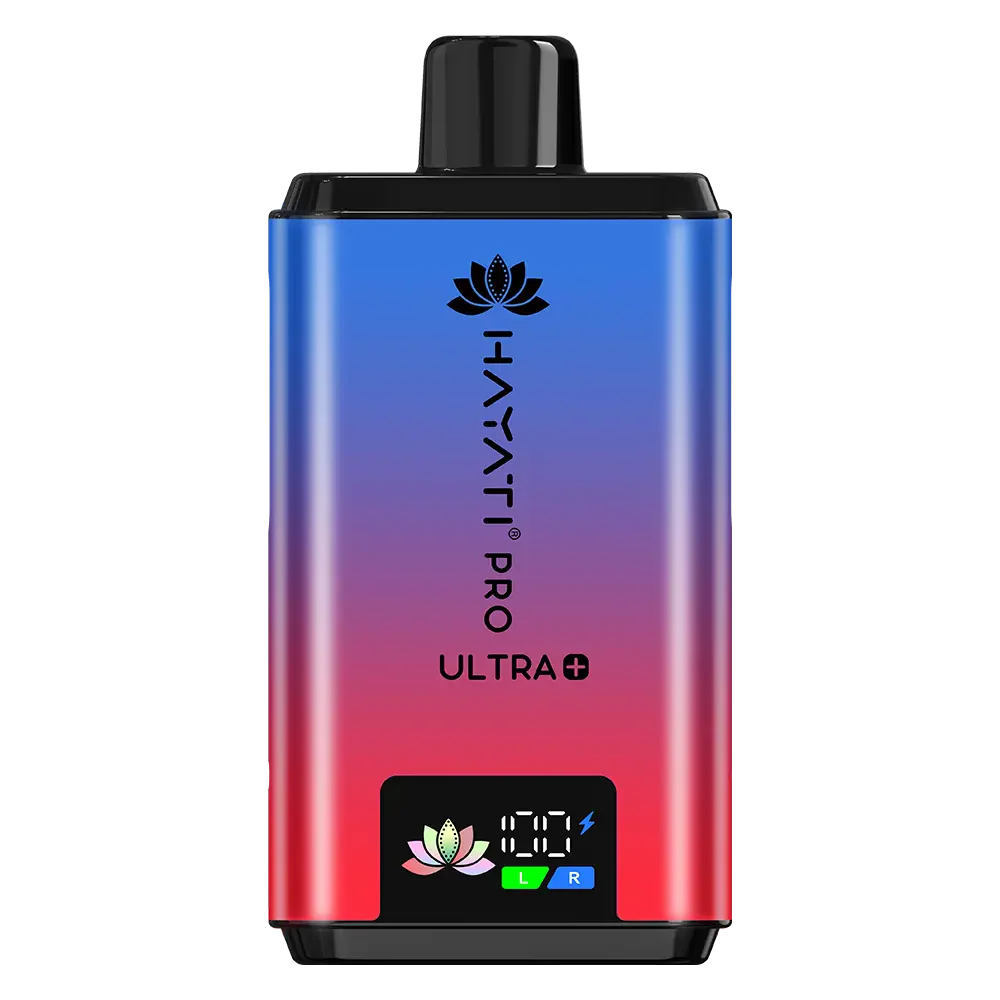 Gradient blue to red electronic device with 'Hayati Pro Ultra' branding on a white background