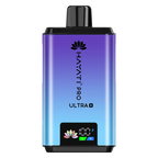 Vape device with gradient purple to blue color and 'Hayati Pro Ultra blueberry raspberry ' on a white background.