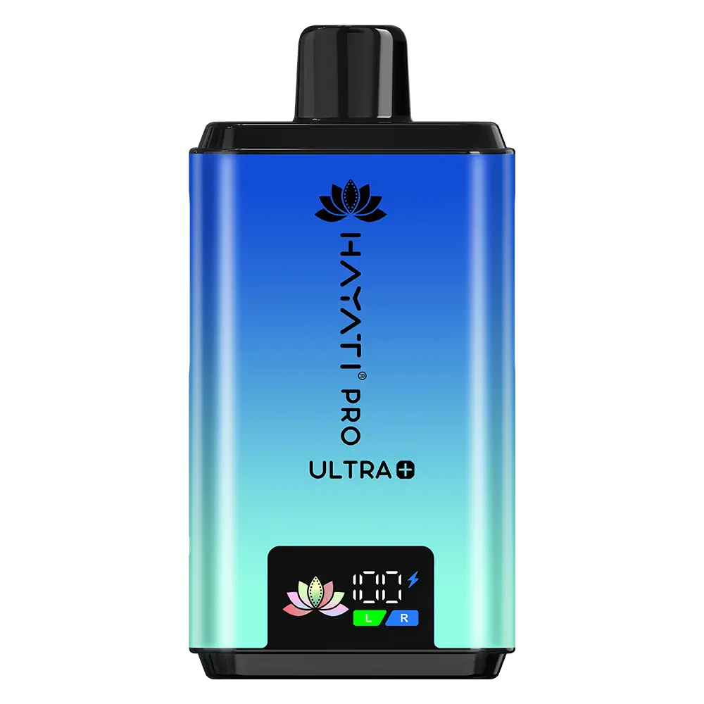 Hayati Pro Ultra device with gradient blue and green design on a white background